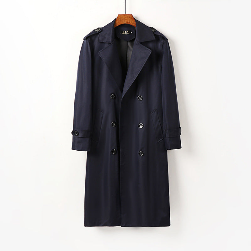 Men's Water-Repellent Double-Breasted Trench Coat with Tie Belt and Epaulettes Chichicherry