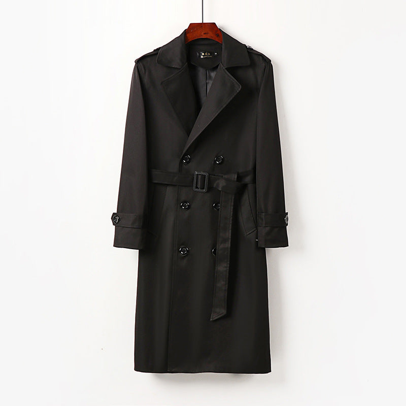 Men's Water-Repellent Double-Breasted Trench Coat with Tie Belt and Epaulettes Chichicherry