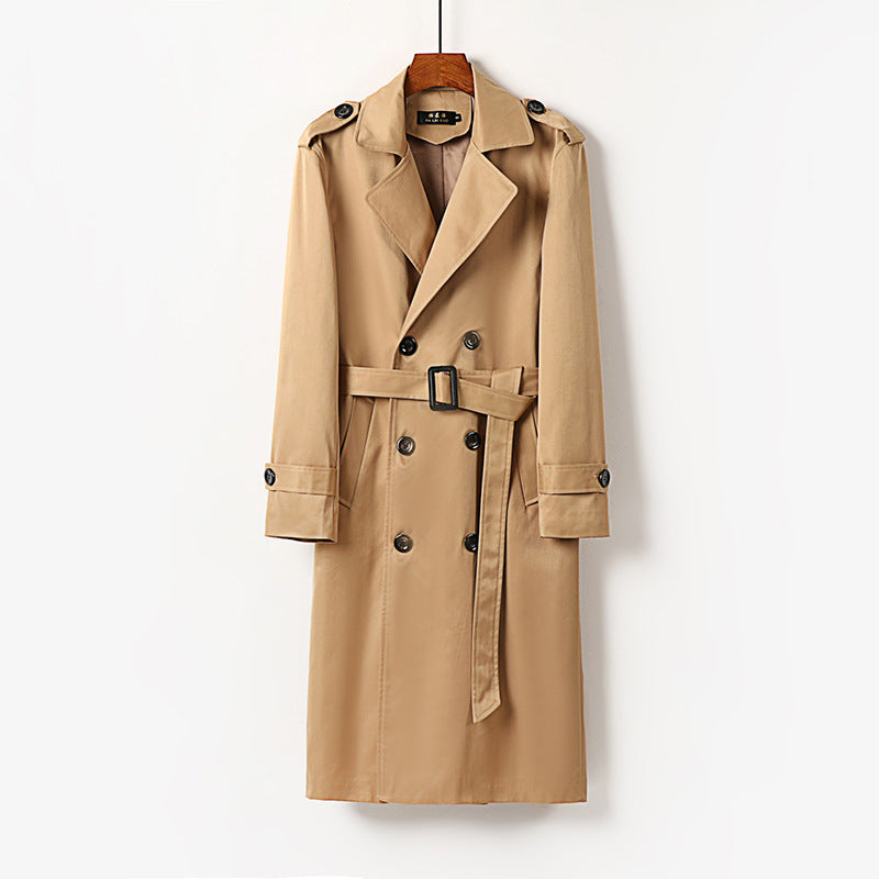 Men's Water-Repellent Double-Breasted Trench Coat with Tie Belt and Epaulettes Chichicherry