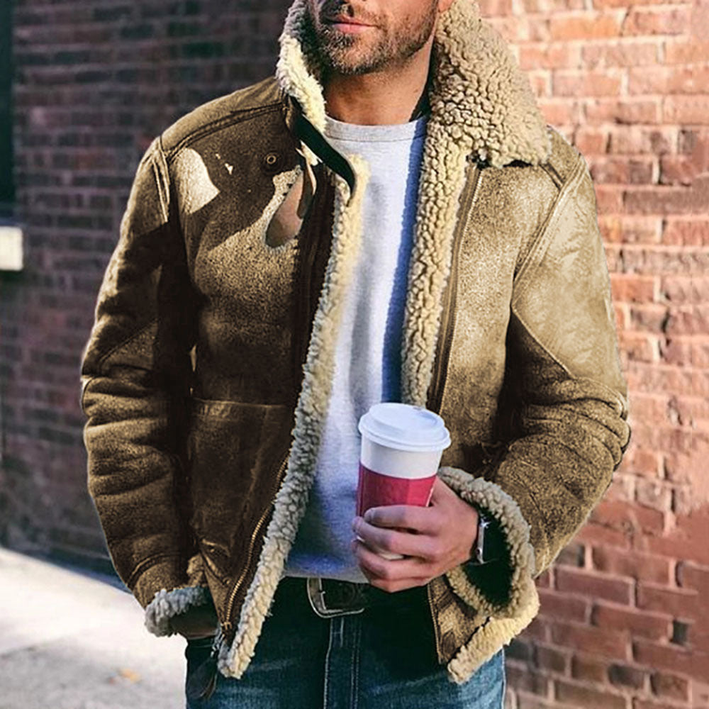 Men's pilot jacket with Sherpa lining and suede look Chichicherry