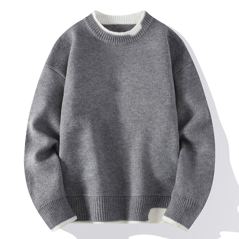 Men's knit sweater in fake layer look, stylish and comfortable