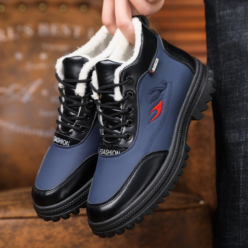 Padded men's winter boots, slip-resistant, water-repellent