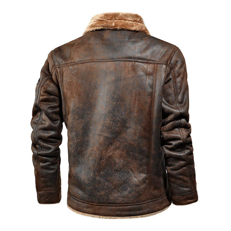 Men's faux leather pilot jacket with teddy lining and vintage wash Chichicherry