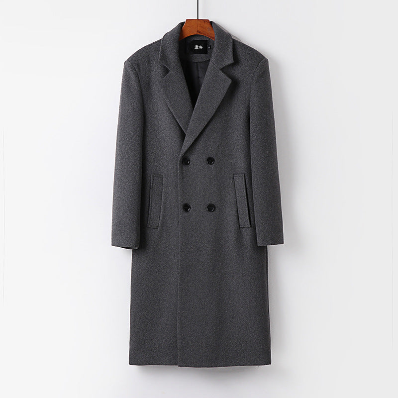 Men's Double-Breasted Wool Coat with Shawl Collar and Long Cut Chichicherry