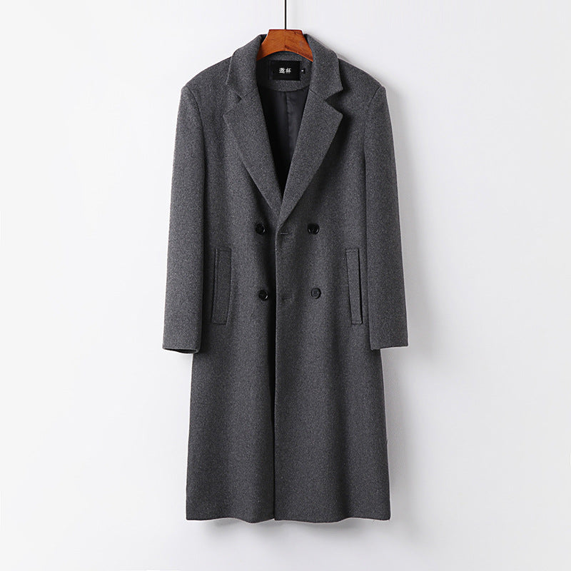 Men's Double-Breasted Wool Coat with Shawl Collar and Long Cut Chichicherry