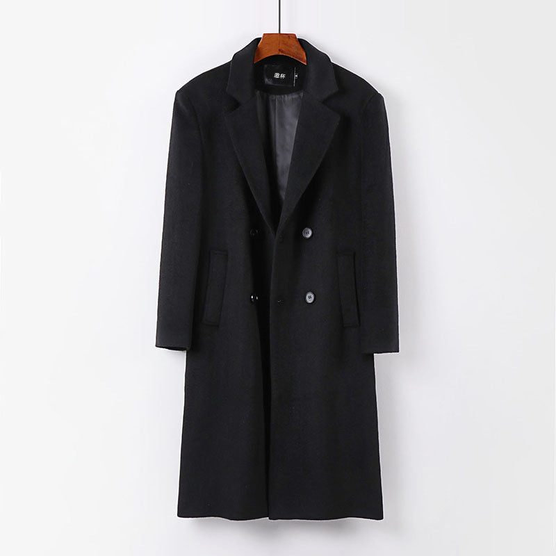 Men's Double-Breasted Wool Coat with Shawl Collar and Long Cut Chichicherry