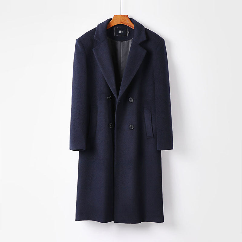 Men's Double-Breasted Wool Coat with Shawl Collar and Long Cut Chichicherry