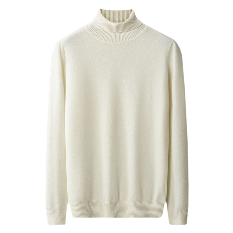 Men's turtleneck sweater, solid color, long-sleeved, knit