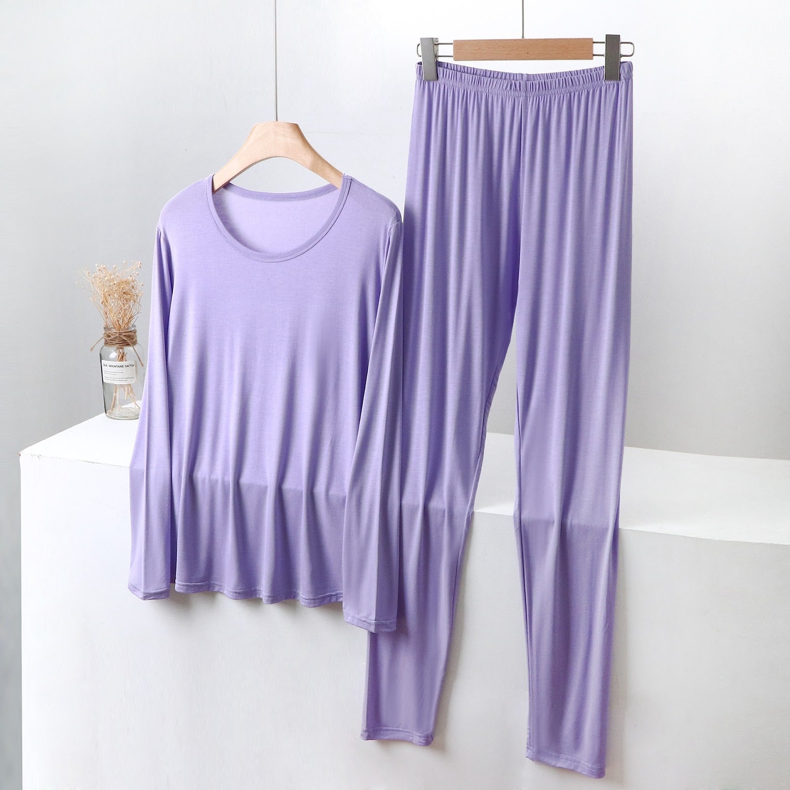 Women's Thermal Underwear Set, Modal, Round Neck, Plus Size