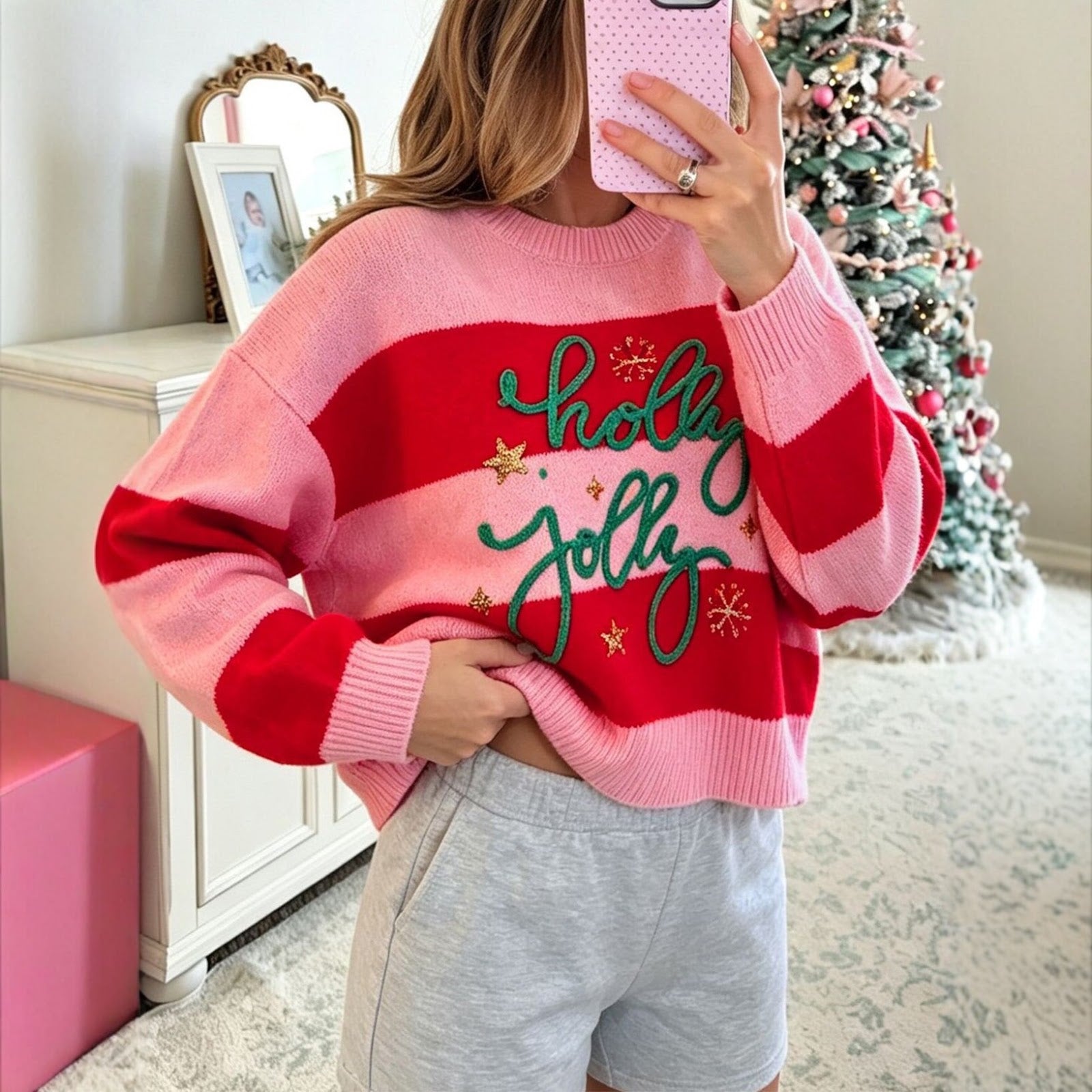 Christmas knitted sweater with letter motif