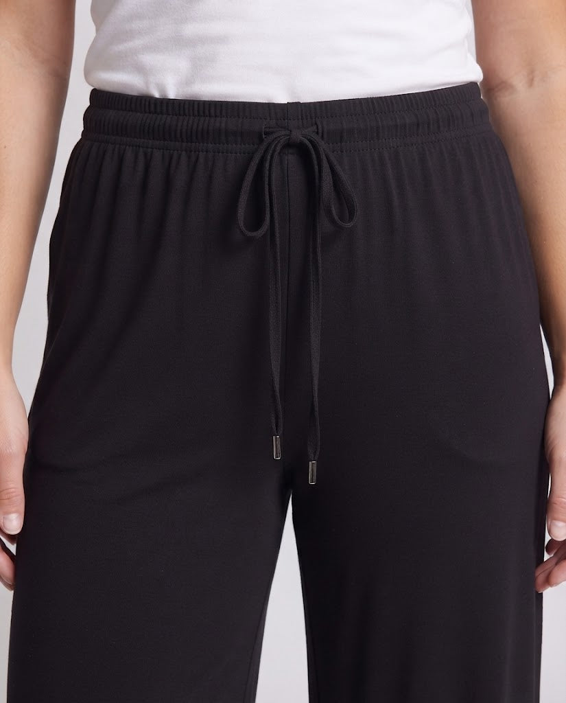 Women's Wide High-Waist Lounge Pants made of Soft Jersey with Drawstring Chichicherry