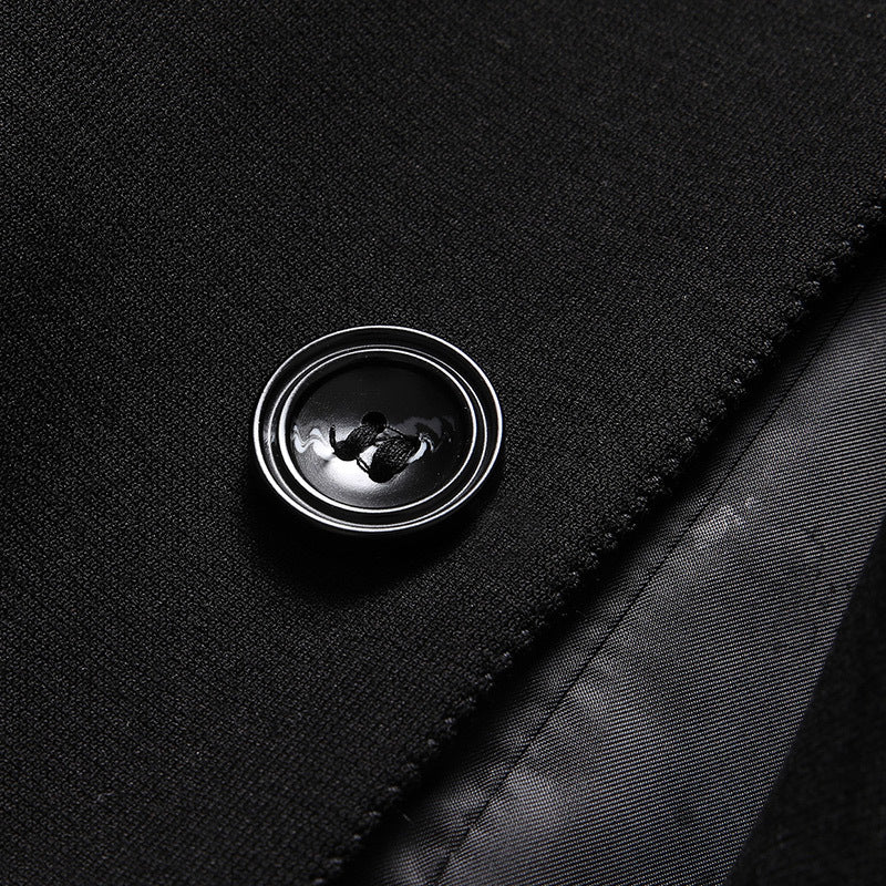 Men's Single-Breasted Business Blazer in Slim Fit with Narrow Lapels and Chest Pocket Chichicherry