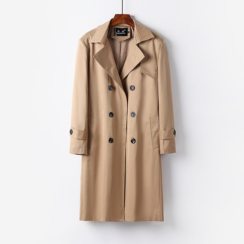 Men's trench coat with double-breasted button placket, waist belt, and classic lapel Chichicherry