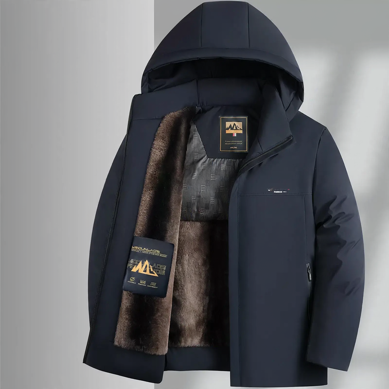Padded men's winter jacket with removable collar