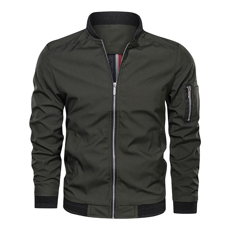 Men's Lightweight Bomber Jacket in Utility Look with Arm Pocket and Ribbed Cuffs Chichicherry