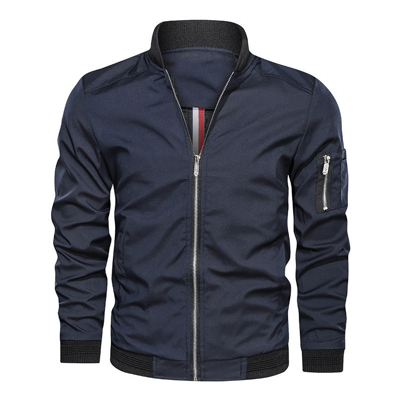 Men's Lightweight Bomber Jacket in Utility Look with Arm Pocket and Ribbed Cuffs Chichicherry