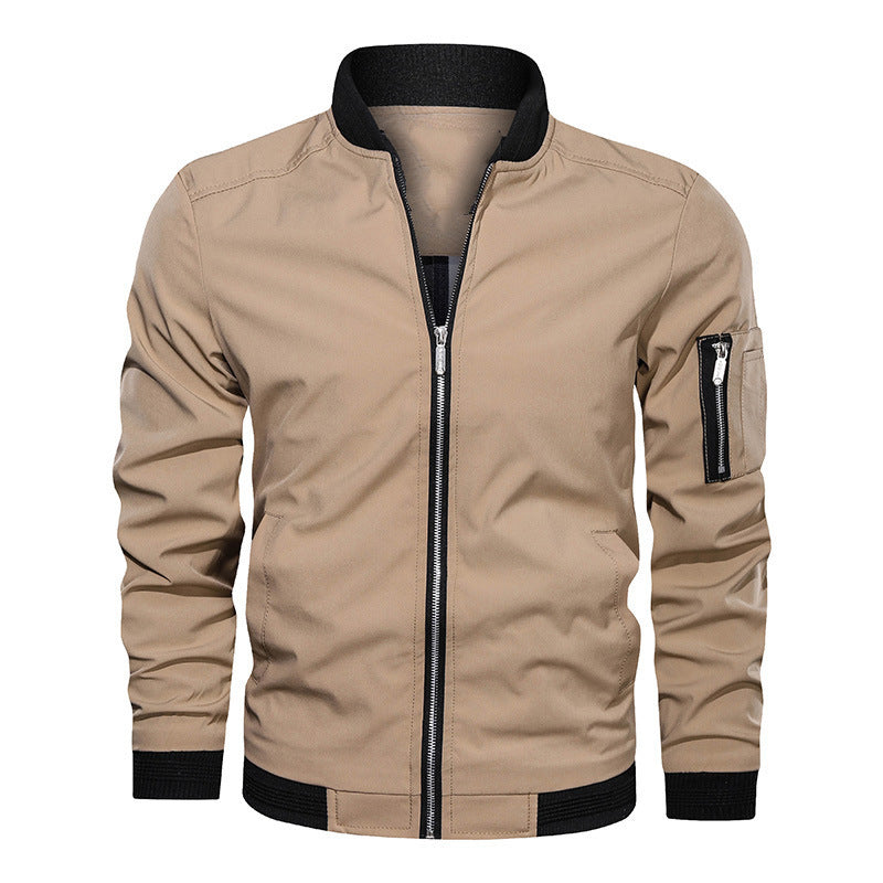 Men's Lightweight Bomber Jacket in Utility Look with Arm Pocket and Ribbed Cuffs Chichicherry