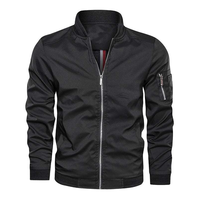 Men's Lightweight Bomber Jacket in Utility Look with Arm Pocket and Ribbed Cuffs Chichicherry