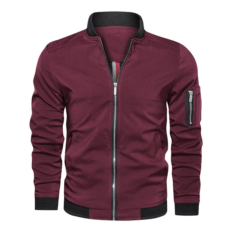 Men's Lightweight Bomber Jacket in Utility Look with Arm Pocket and Ribbed Cuffs Chichicherry