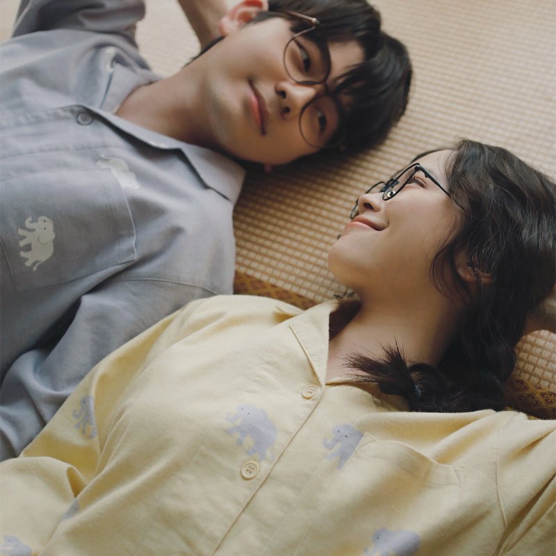 Partner flannel pajamas made of cotton, brushed
