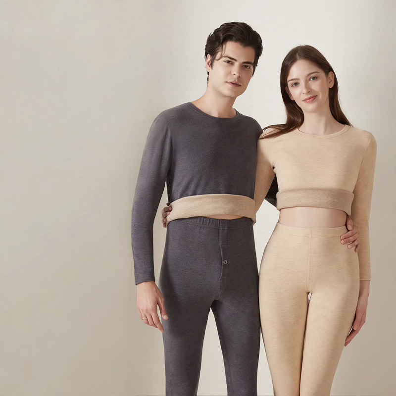 Thermal underwear set for women and men, round neck