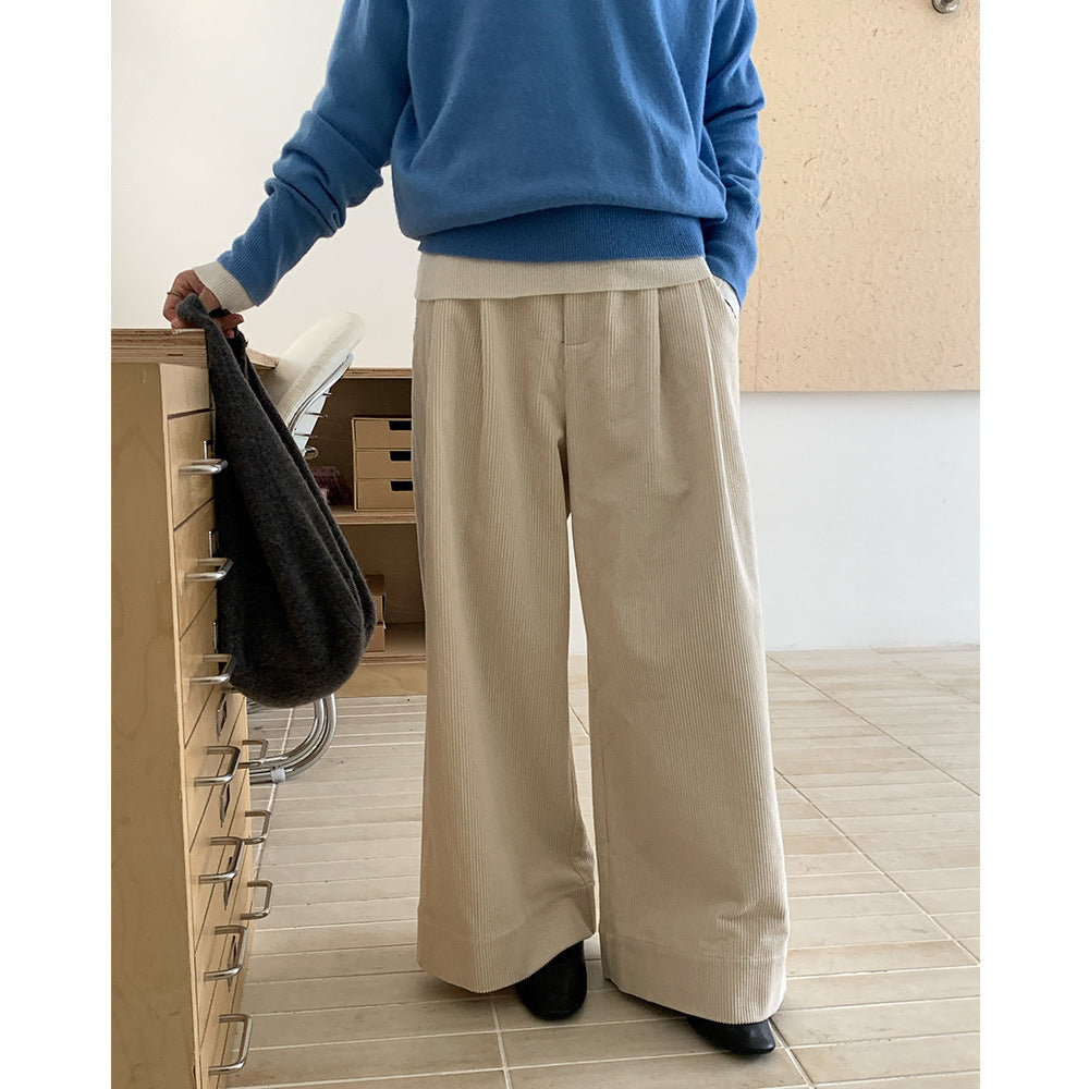 Women’s cord pants with wide leg, high waist