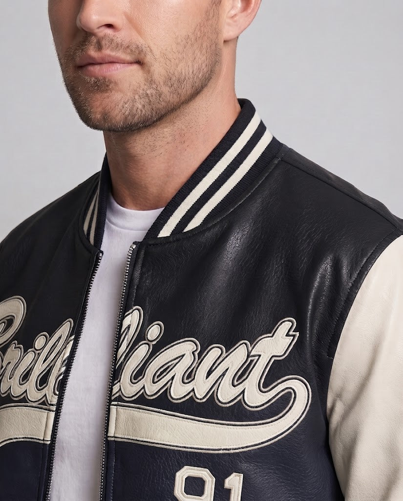 Men's Elegant Bomber Jacket with Embroidered Design Chichicherry
