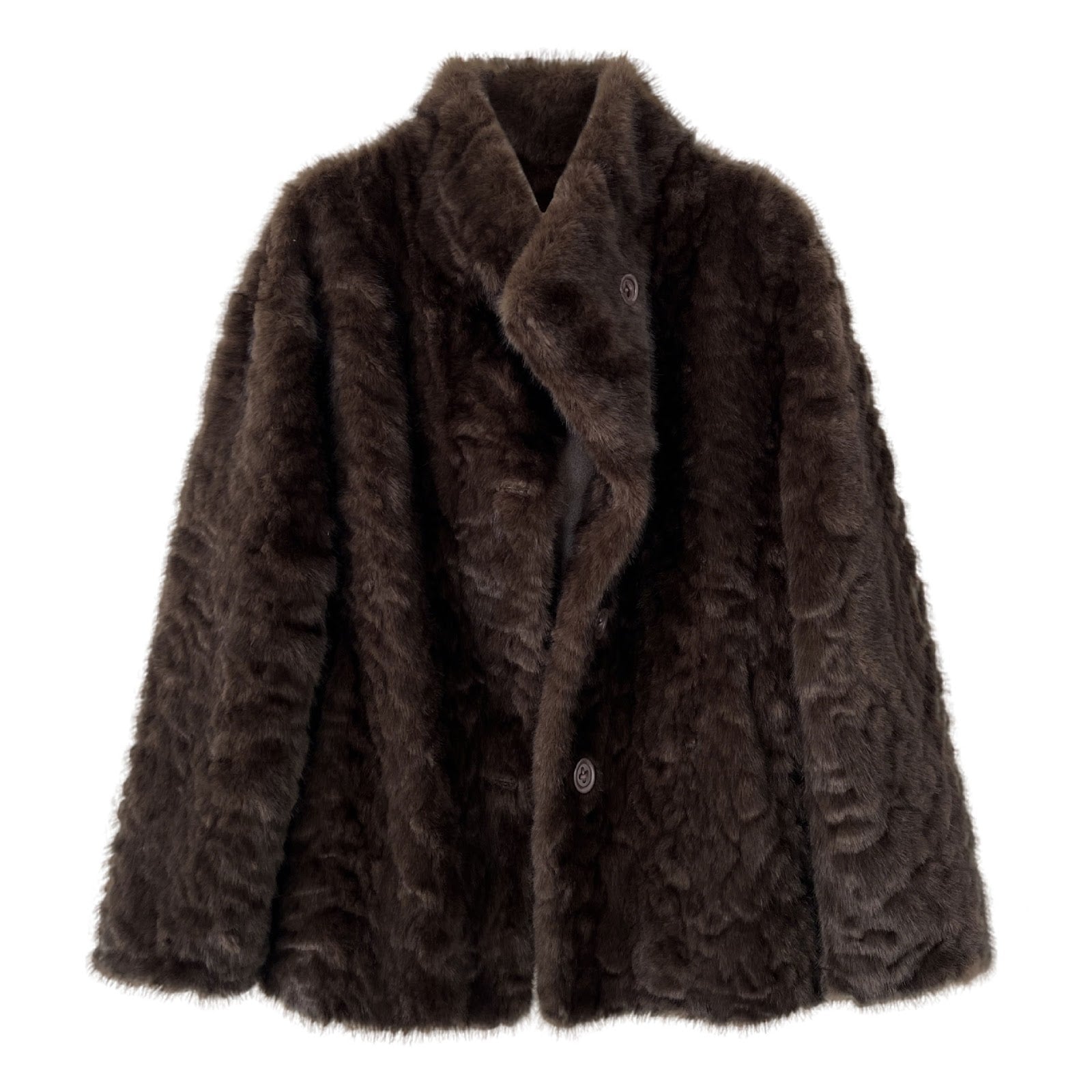 Women's faux fur jacket with standing collar, lined, model 52003