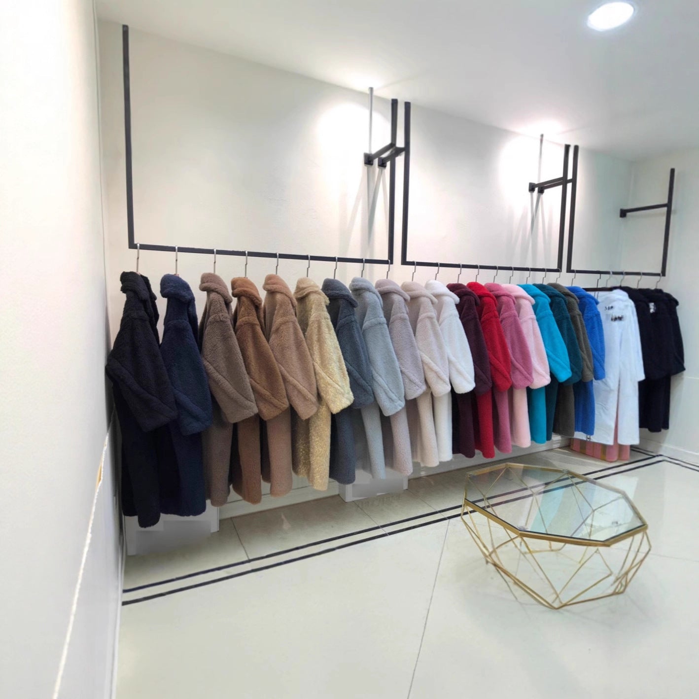 Women's teddy coat made of alpaca wool, mid-length