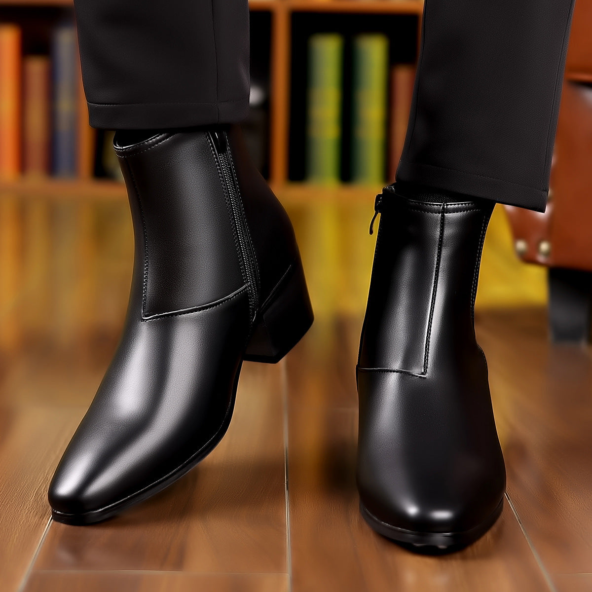 Men's Chelsea boots, pointed toe, side zipper