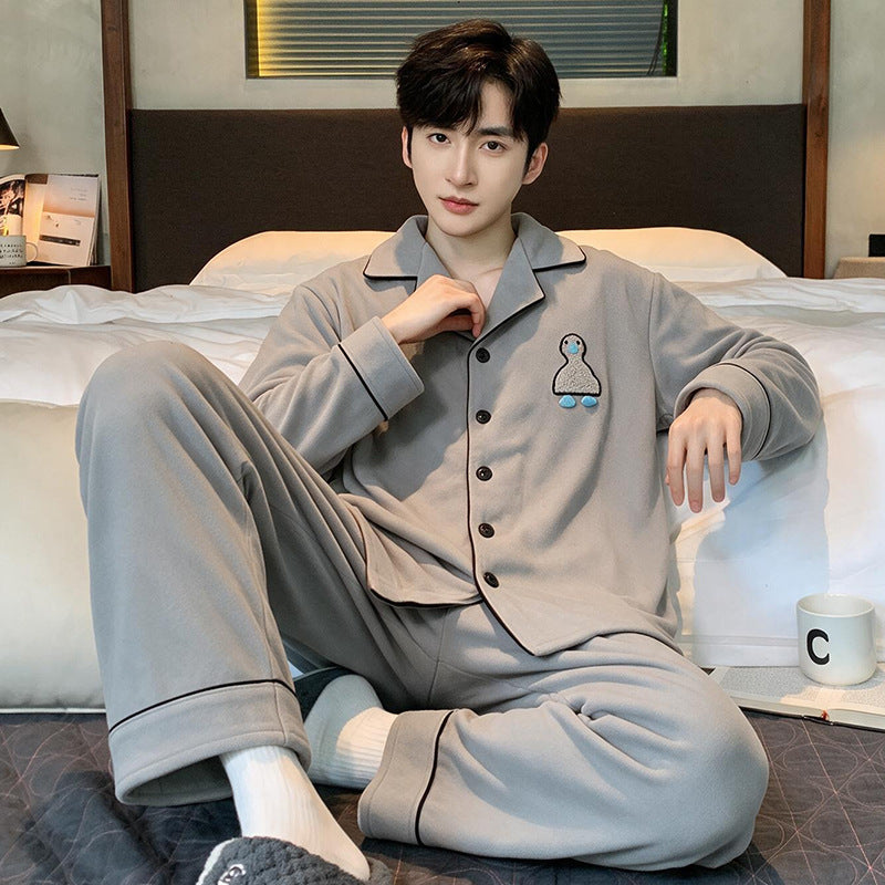 Warmer men's house suit made of thermal fabric, long-sleeved