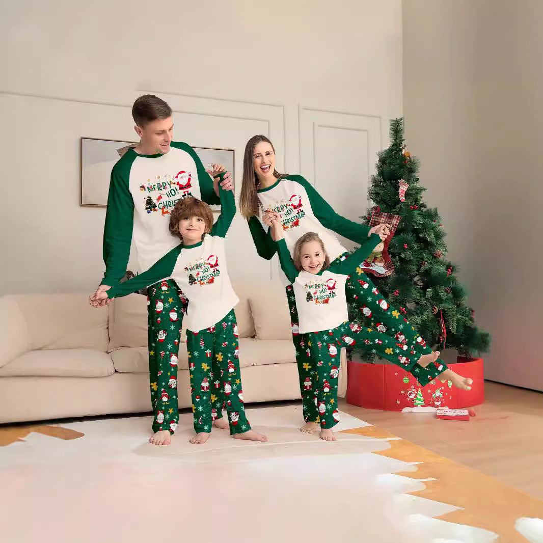 Christmas Family Pajamas with Snowflakes and Santa Claus
