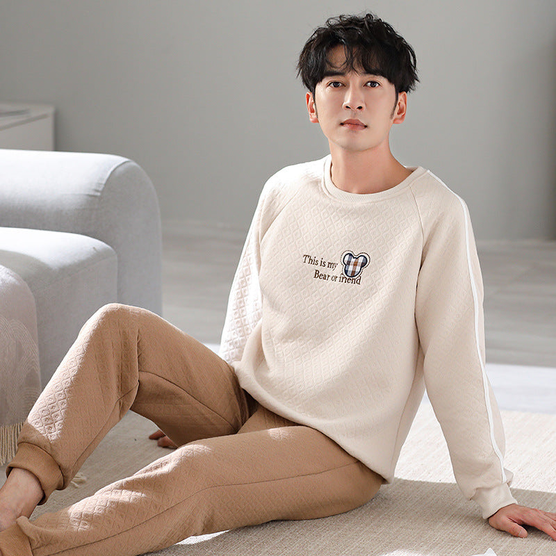 Padded men's pajama set, warm and comfortable