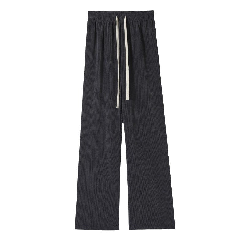 Fleece-lined cord wide trousers with high waist