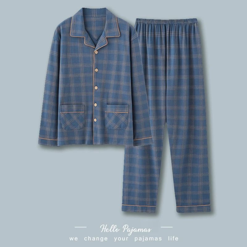 Men's Pajama Set, Cotton, Long Sleeve, Checked
