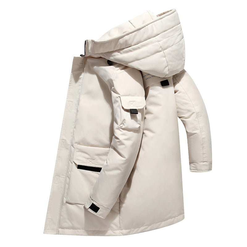 Padded men's down parka-style jacket
