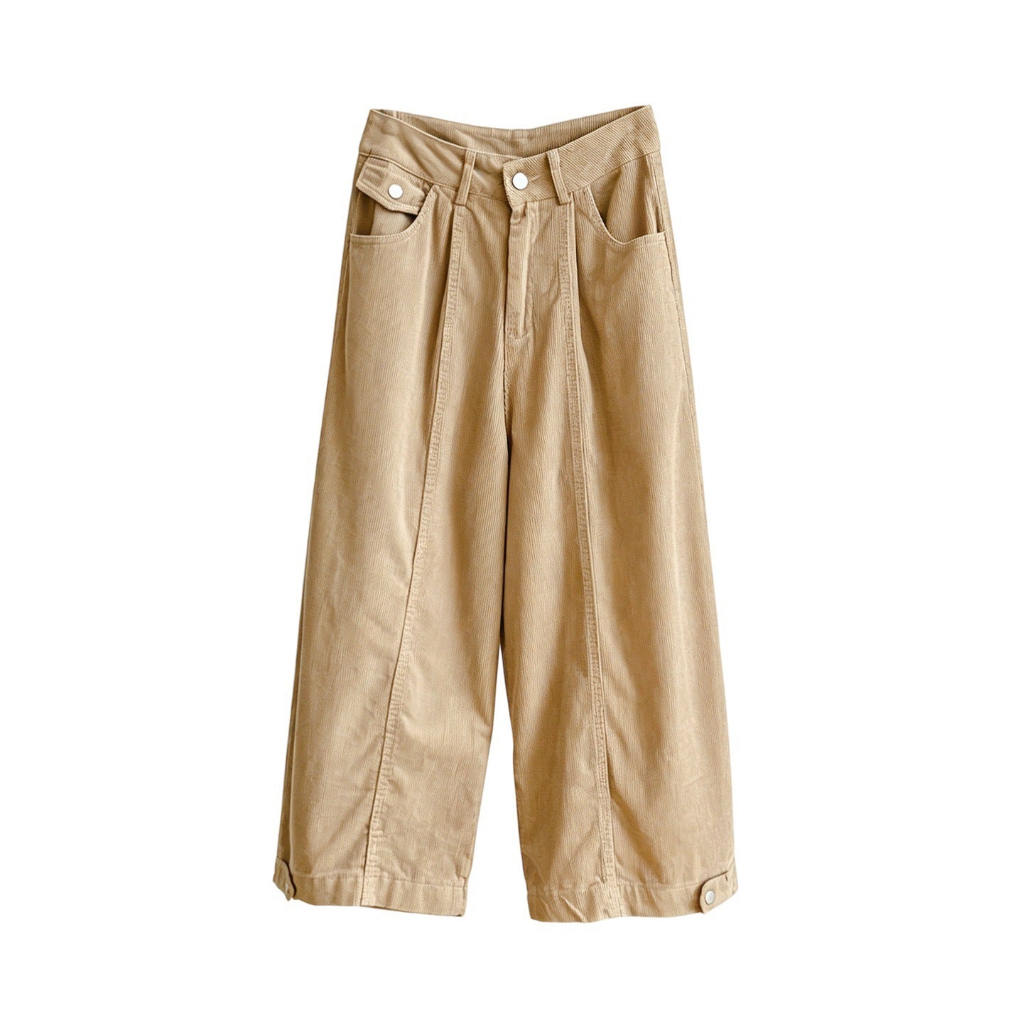 Women's corduroy pants, 7/8 length, wide leg