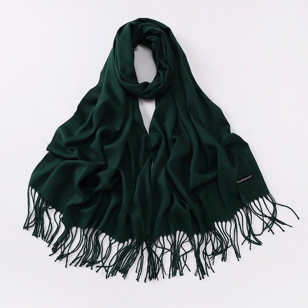 Solid colored scarf made of cashmere imitation with fringes, 200x70 cm