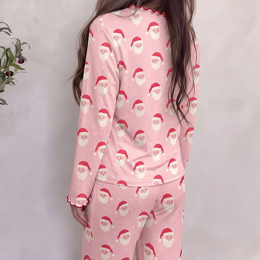 Women's house suit, long-sleeved, with Santa print