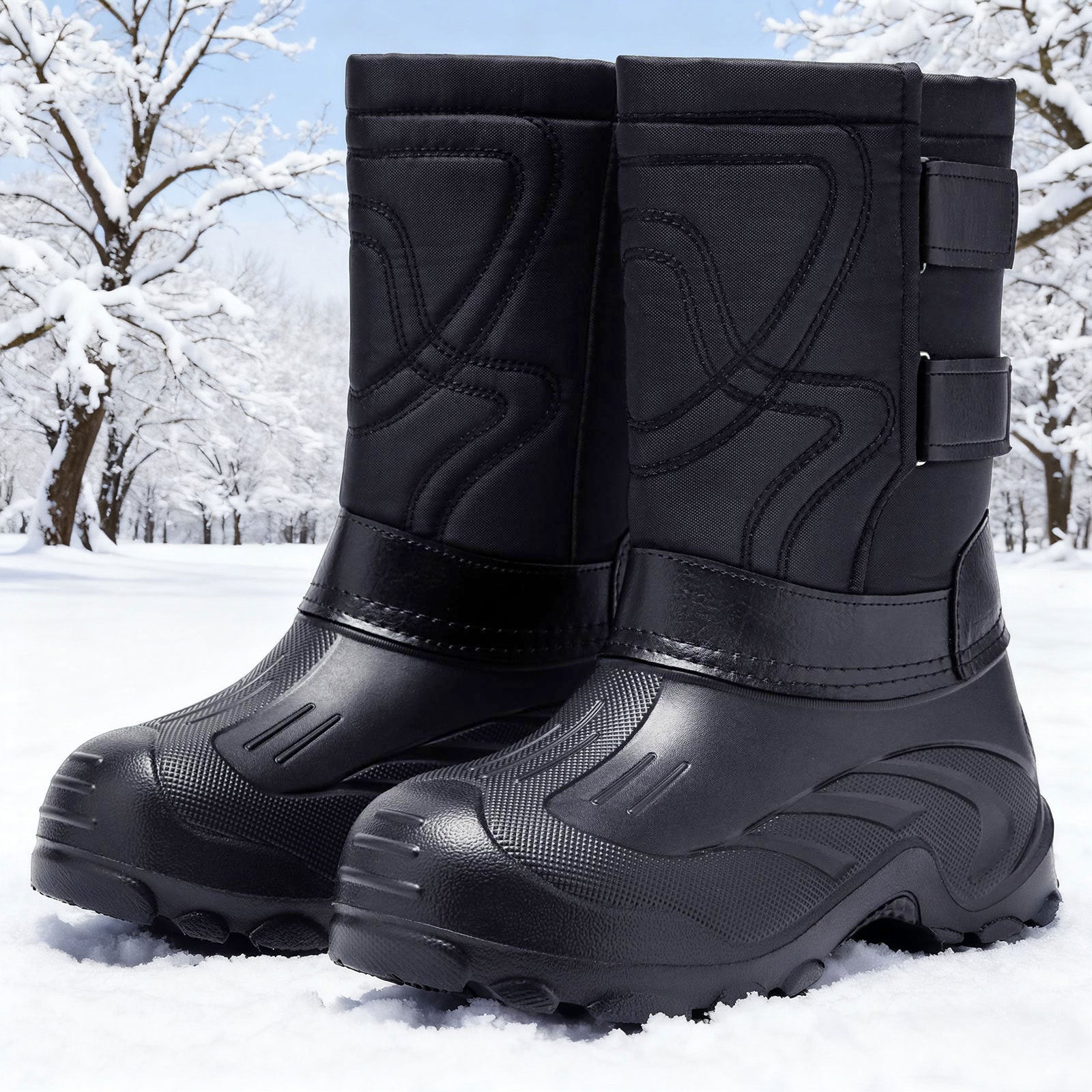 Padded men's winter boots, non-slip