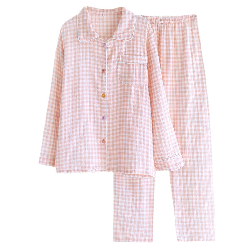 Women's pajamas made of cotton muslin, checked