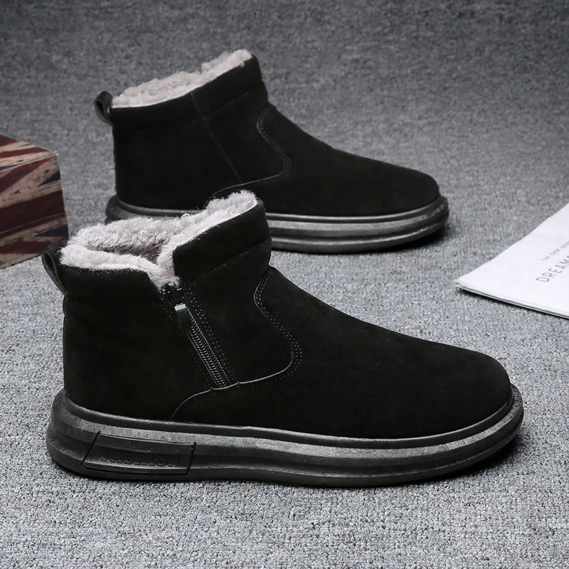 Padded men's winter boots, flat heel, EVA sole