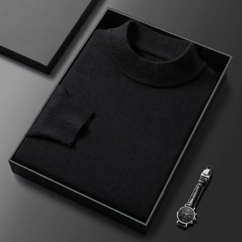 Men's Cashmere Sweater with Stand-up Collar