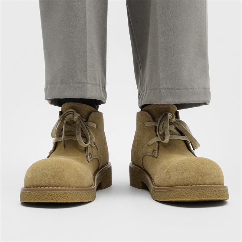 Men's Derby Shoes, Suede, Platform, Lace-up Boots