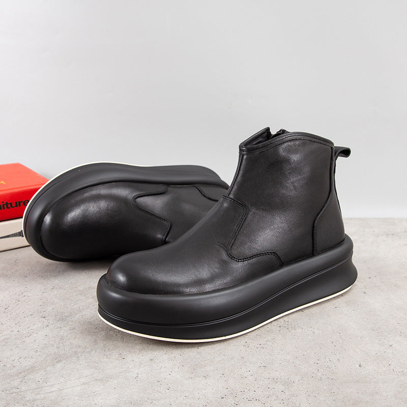 Men's Chelsea boots made of cowhide leather with platform sole
