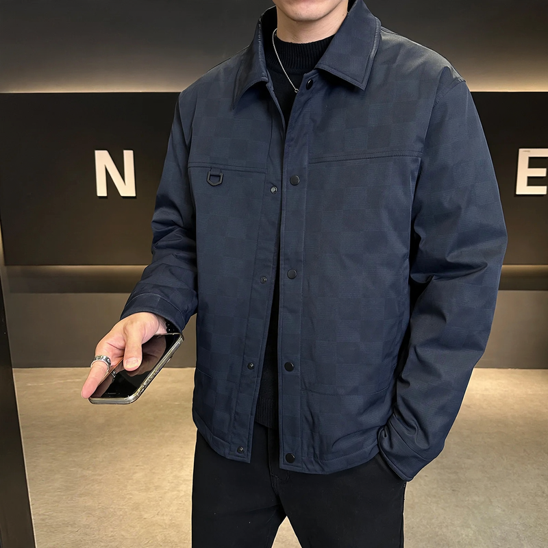 Men's down jacket with shawl lapel, 90% white duck down