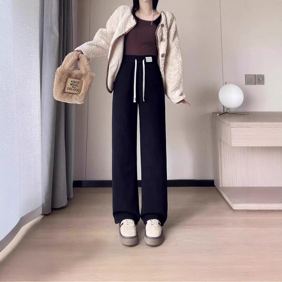 Kord wide trousers for women, lined