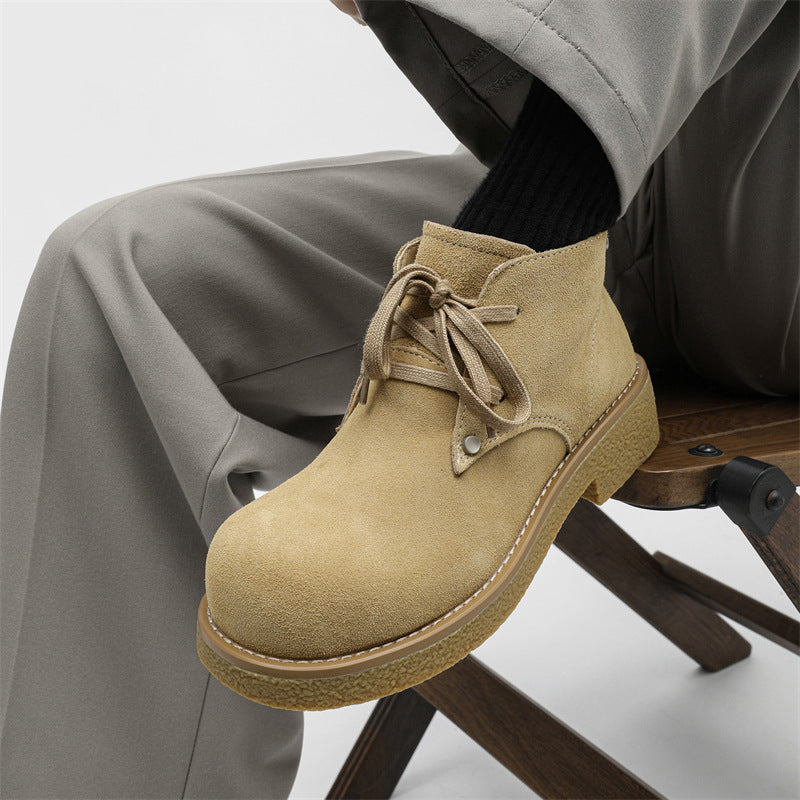 Men's Derby Shoes, Suede, Platform, Lace-up Boots
