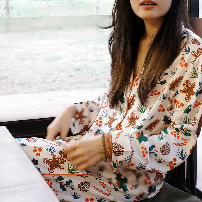 Women's Pajama Set, Silk Look, Long Sleeve, Christmas Design