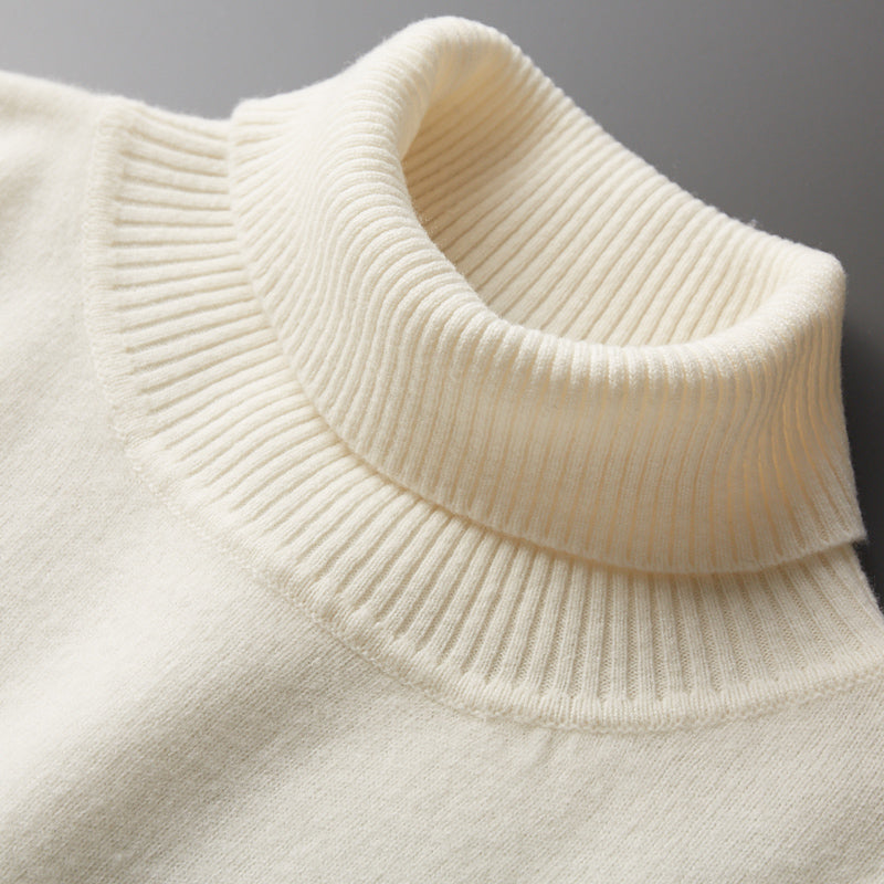 Men's turtleneck sweater, solid color, long-sleeved, knit